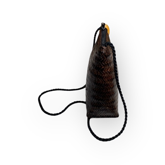 Vintage: Genie ꧁ Woven Straw Shoulder Bag Handbag ꧁ Wood Bead Tassel ꧂ Brown - Picture 13 of 16